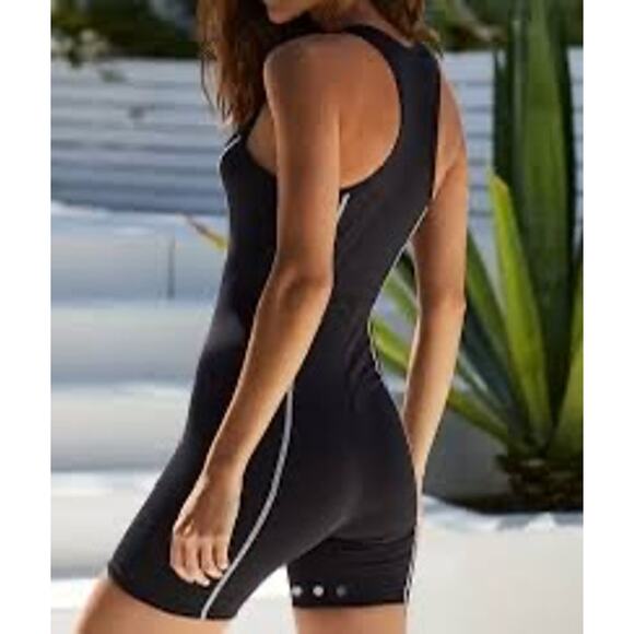 Daily Practice Anthropologie Bike Shorts Romper in Black Sz M - Picture 8 of 8